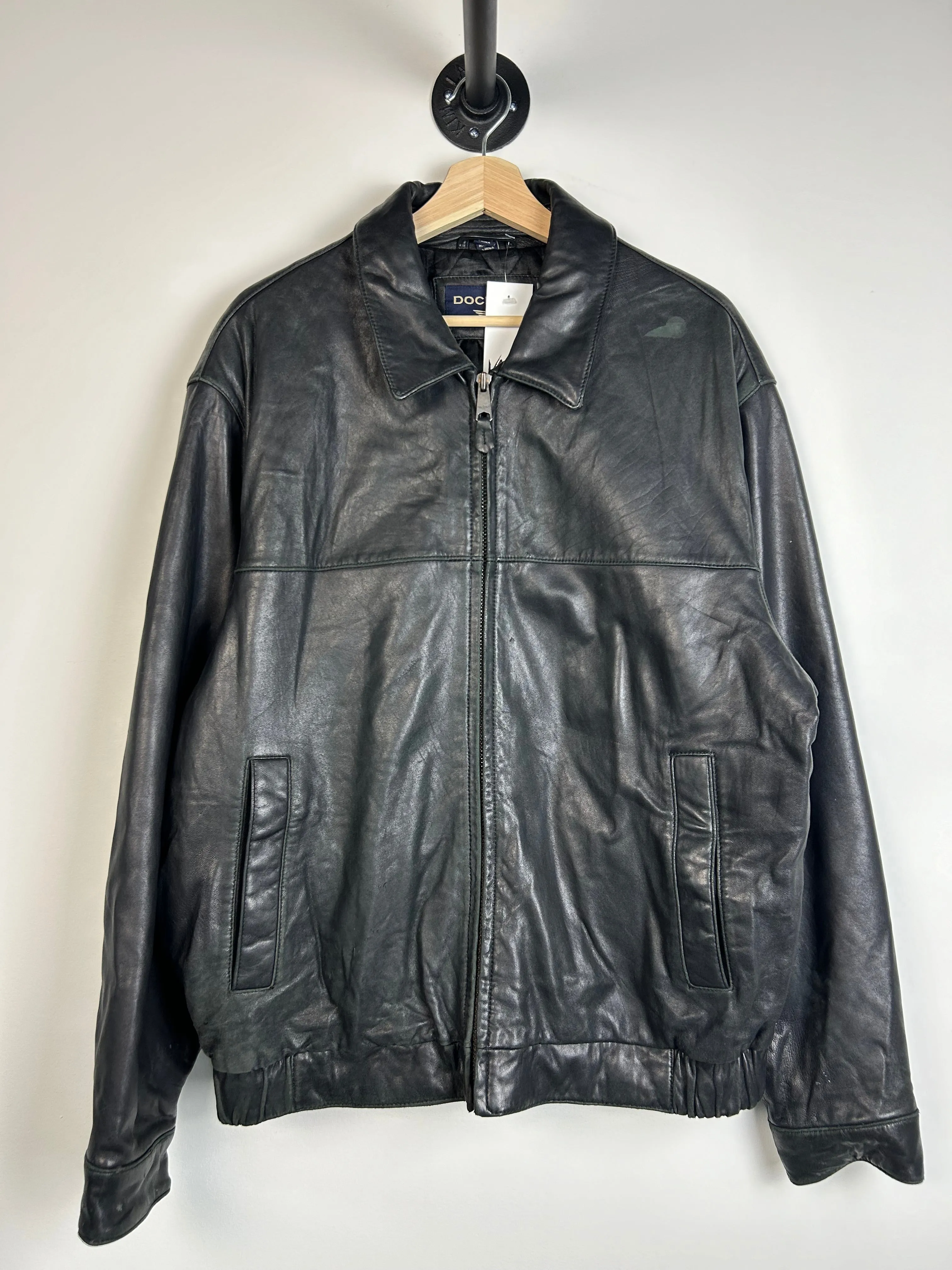 Vintage Dockers Black Leather Cropped Jacket