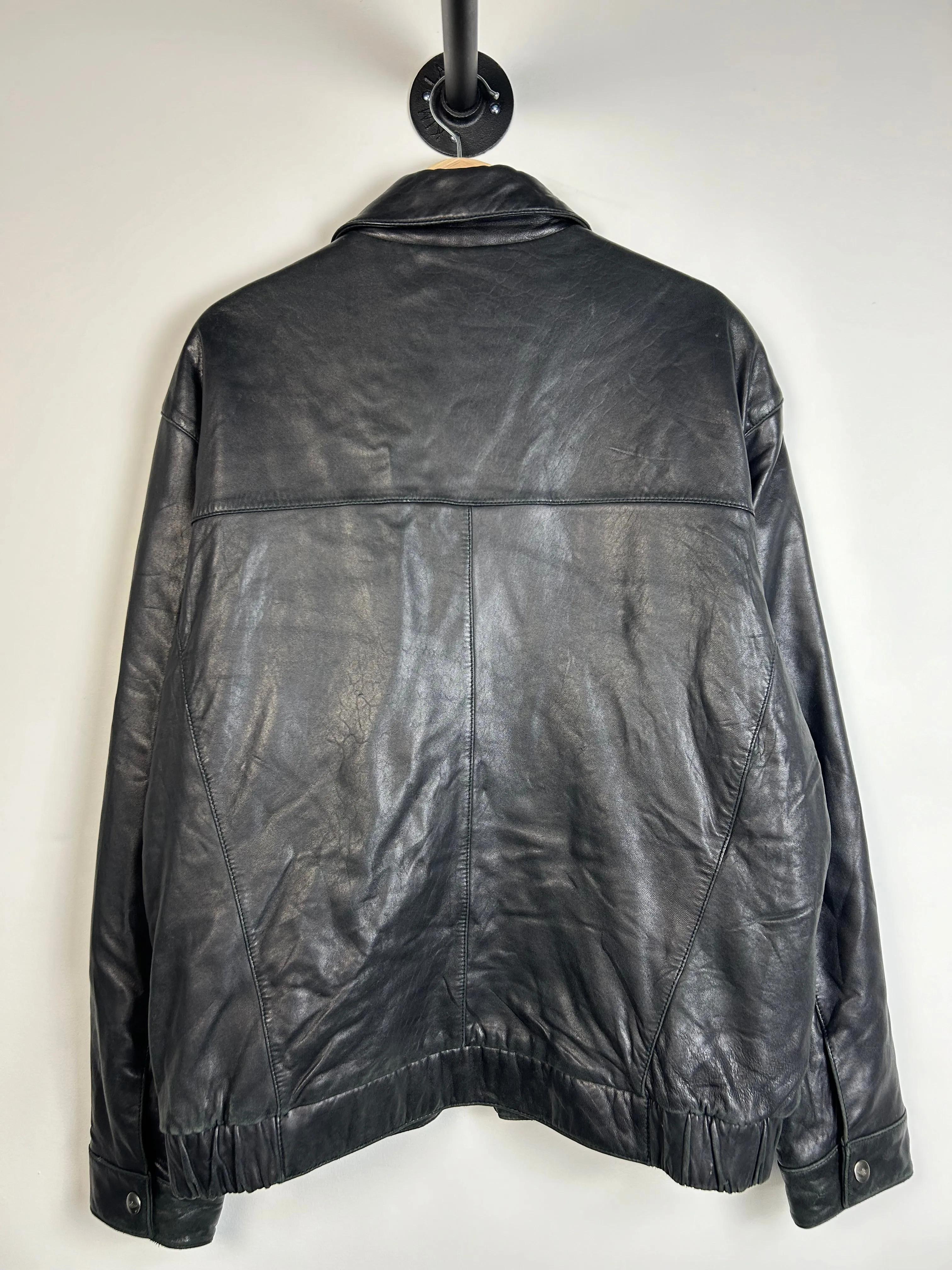 Vintage Dockers Black Leather Cropped Jacket