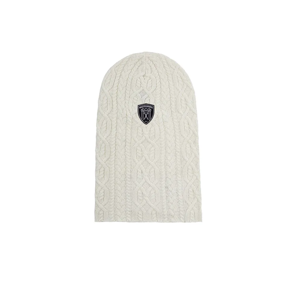 WASTED PARIS - RAIN CABLE KNIT BALACLAVA WHITE