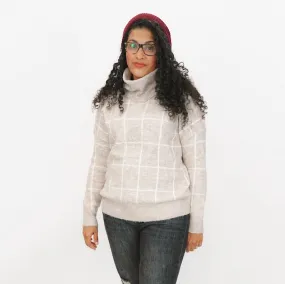 Wendy Windowpane Turtleneck Sweater