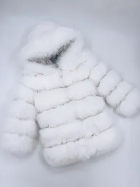White/Ivory MI LOVES SIGNATURE ELITE COLLECTION,SUPER LUXURIOUS LONG FOX FUR COAT