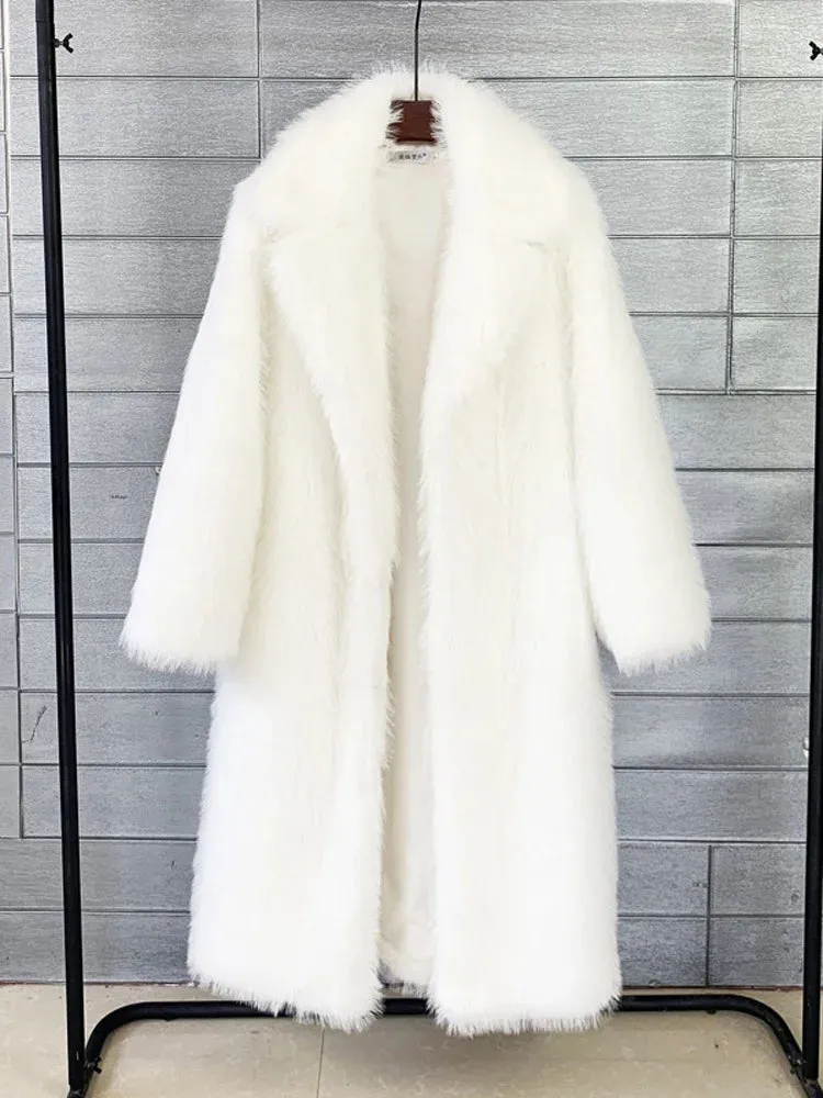 Winter Fur Feather Overcoat  Loose Streetwear Jacket