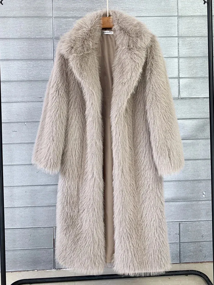 Winter Fur Feather Overcoat  Loose Streetwear Jacket