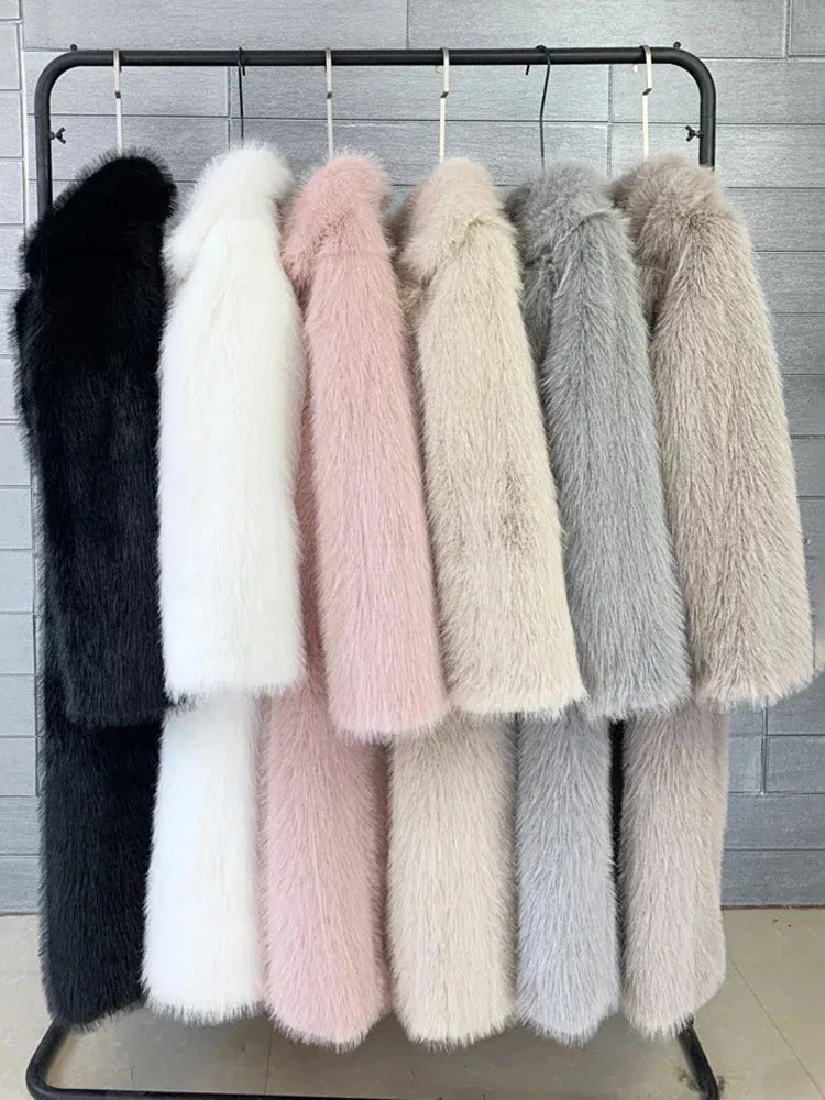 Winter Fur Feather Overcoat  Loose Streetwear Jacket