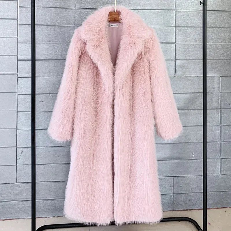 Winter Fur Feather Overcoat  Loose Streetwear Jacket