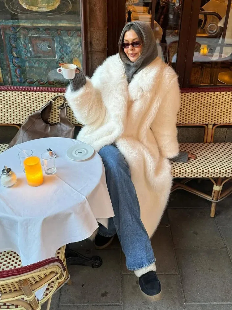 Winter Fur Feather Overcoat  Loose Streetwear Jacket