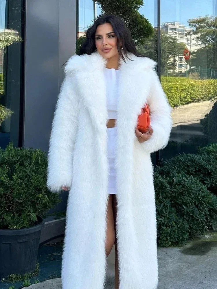 Winter Fur Feather Overcoat  Loose Streetwear Jacket