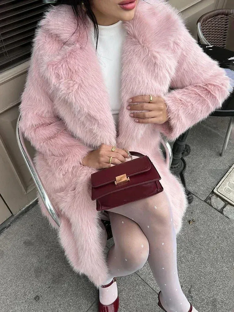Winter Fur Feather Overcoat  Loose Streetwear Jacket