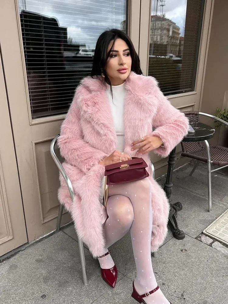 Winter Fur Feather Overcoat  Loose Streetwear Jacket