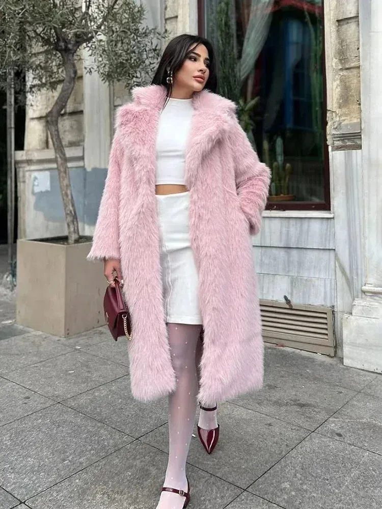 Winter Fur Feather Overcoat  Loose Streetwear Jacket