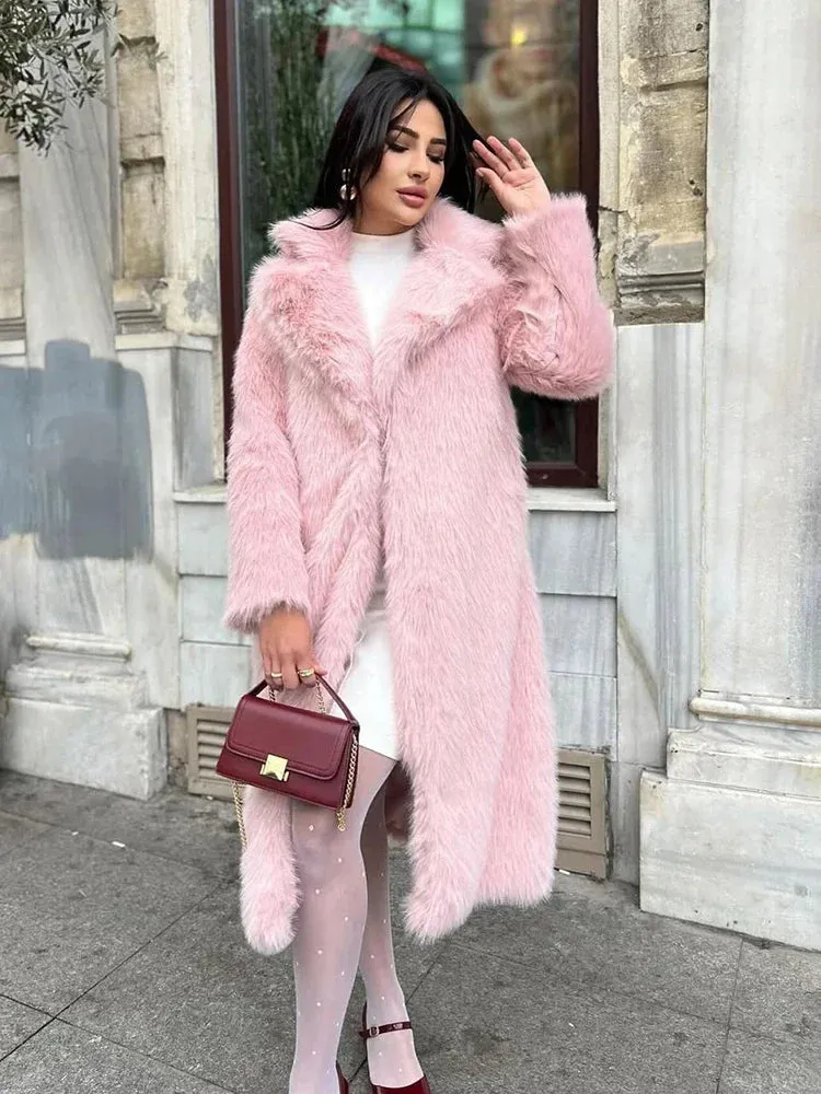 Winter Fur Feather Overcoat  Loose Streetwear Jacket
