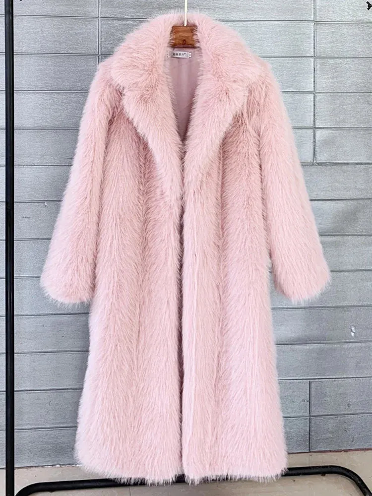 Winter Fur Feather Overcoat  Loose Streetwear Jacket