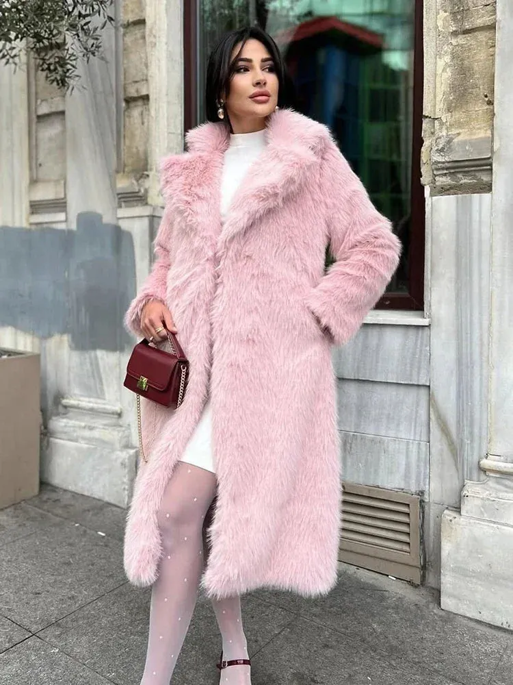 Winter Fur Feather Overcoat  Loose Streetwear Jacket