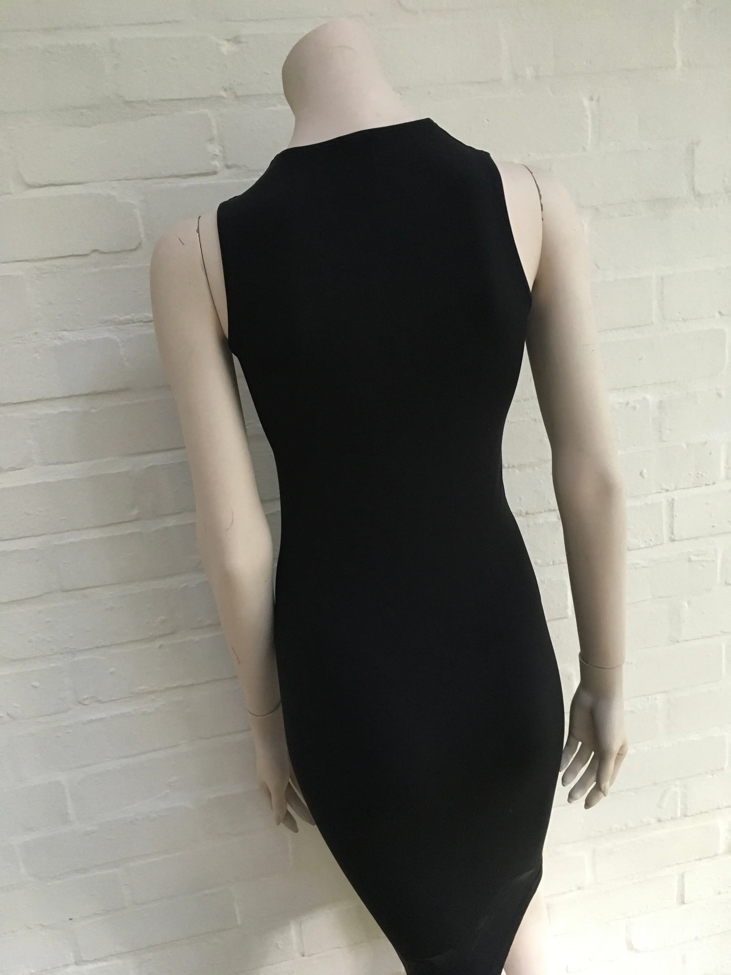 WOLDORD SEXY BILBAO BODYCON STRETCH BLACK SLEEVELESS DRESS SIZE XS Ladies