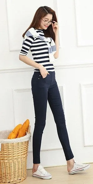 Women's Autumn/Winter Casual Skinny High-Waist Elastic Leggings