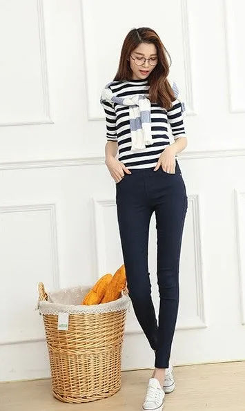 Women's Autumn/Winter Casual Skinny High-Waist Elastic Leggings