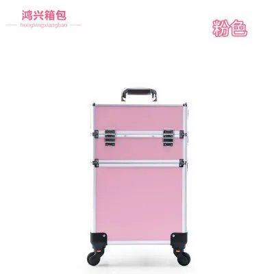 Women'S Professional Trolley Cosmetic Case Portable Makeup Rolling Luggage Nail Art Tattoo Beauty