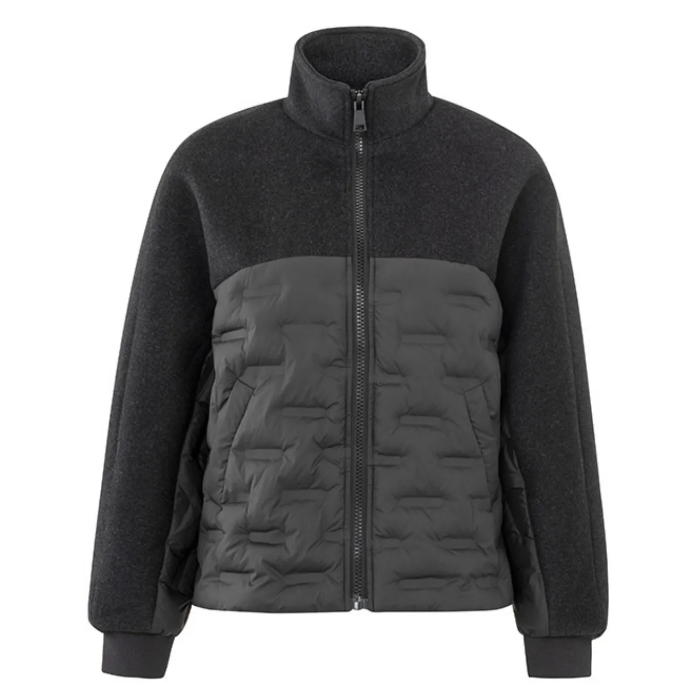 YAYA Anthracite Oversize Cropped Wool Mix Jacket