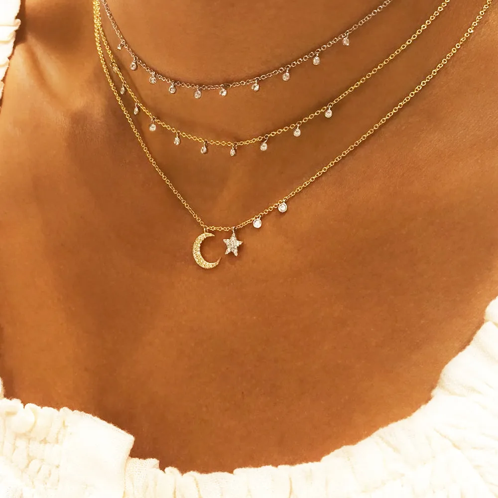Yellow Gold Necklace with 10 Diamond Bezels