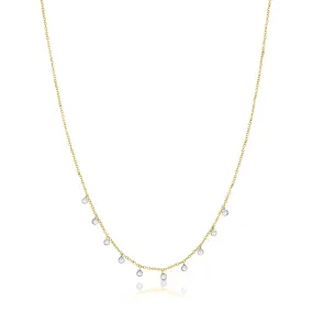 Yellow Gold Necklace with 10 Diamond Bezels
