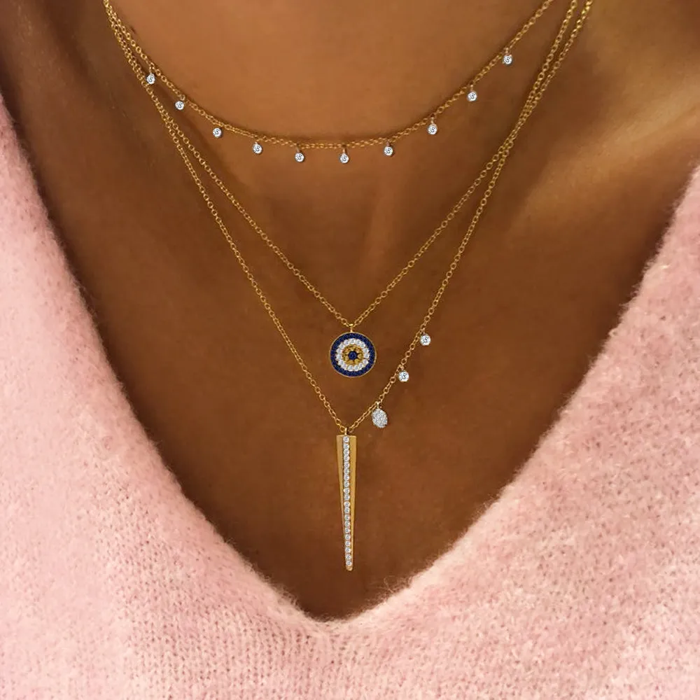 Yellow Gold Necklace with 10 Diamond Bezels