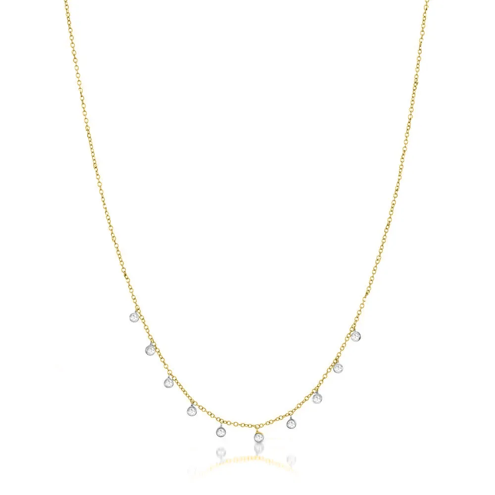 Yellow Gold Necklace with 10 Diamond Bezels