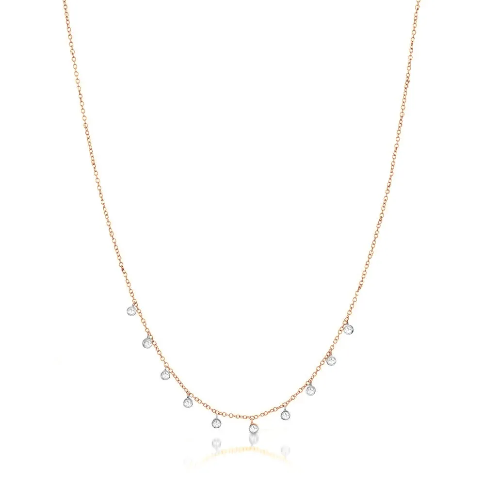 Yellow Gold Necklace with 10 Diamond Bezels