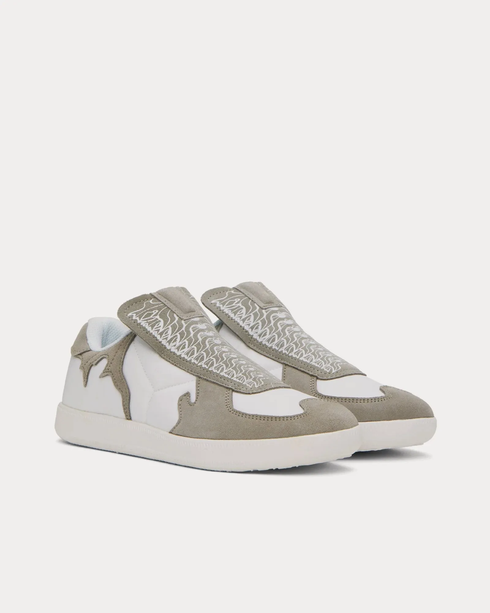 Youths Army White / Grey Slip On Sneakers